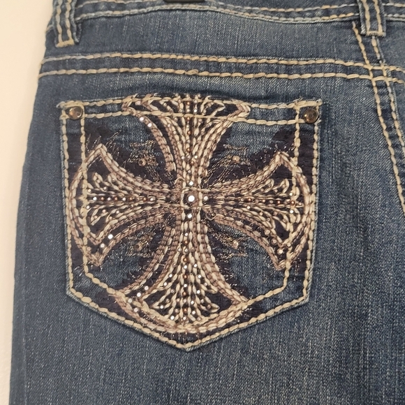 Code Bleu, Designer Jeans, Size 12, Embroidered Back Pockets, Bling - Picture 3 of 10
